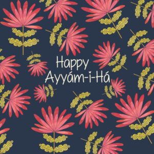 Happy Ayyam-i-Ha Greeting Card - black with red flowers