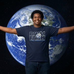 Baha'i Faith- A world-embracing religion T-shirt in navy blue