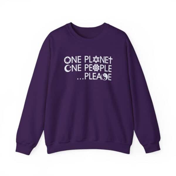 One Planet One People …Please Crewneck Sweatshirt - Purple