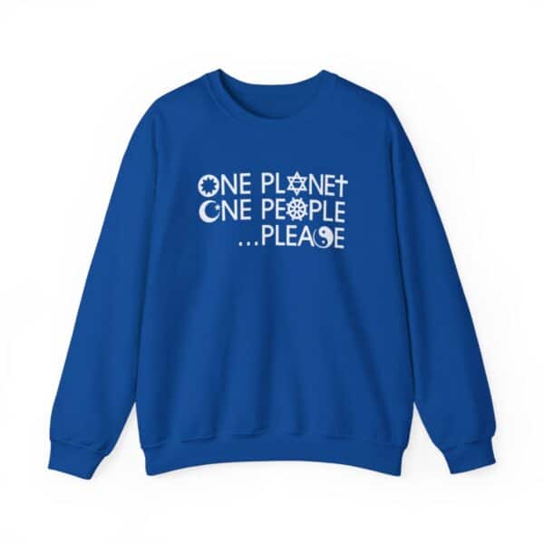 One Planet One People …Please Crewneck Sweatshirt - Royal Blue