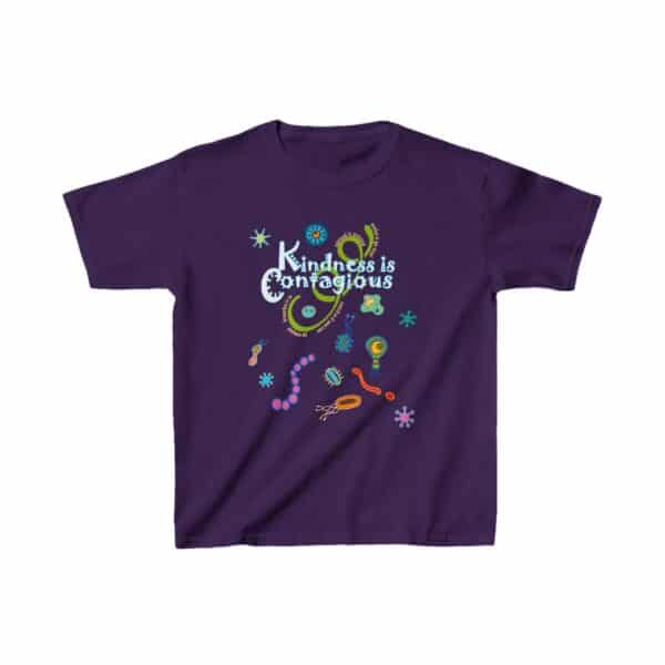 Kindness Is Contagious Kids Cotton Tee in Purple