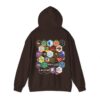 Bee Kind Honeycomb Quilt One-sided Hooded Sweatshirt - Back of Dark Chocolate with hood up