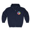 Interfaith Peace Be with You Full Zip Hooded Sweatshirt - Front on Navy