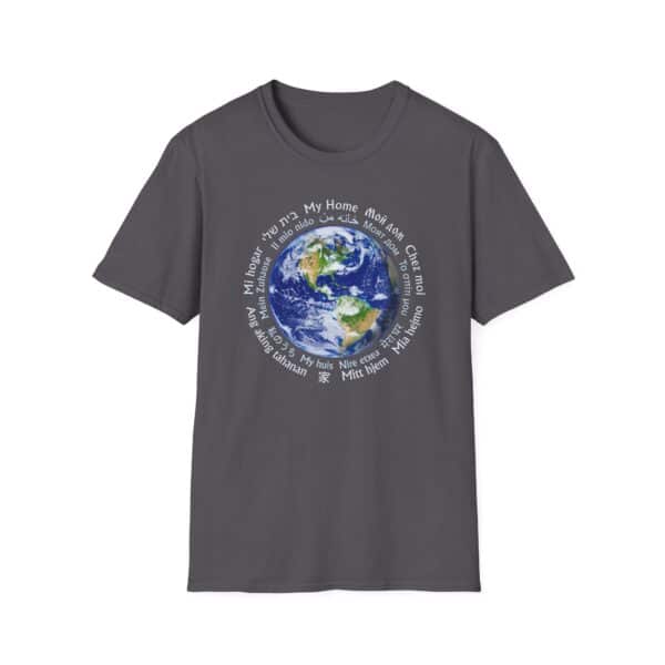 Earth – My Home T-Shirt in 18 Languages - Charcoal