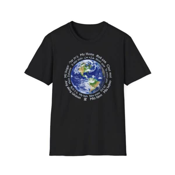 Earth – My Home T-Shirt in 18 Languages - Black