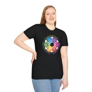 “Peace Be with You” Interfaith Rainbow Rosette T-Shirt - Black
