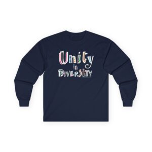 Unity in Diversity Cotton Long Sleeve Tee - Navy Blue