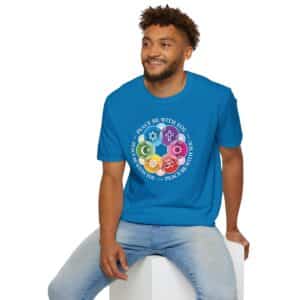 “Peace Be with You” Interfaith Rainbow Rosette T-Shirt - Sapphire