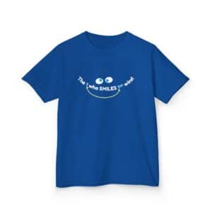 The 1 who SMILES 1st wins! Kids Tee - Royal Blue