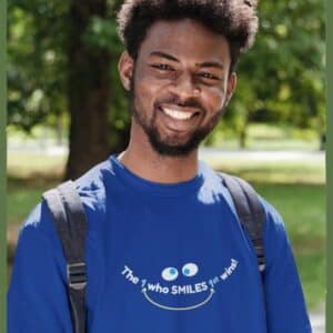 The 1 who SMILES 1st Wins! T-shirt on Royal Blue