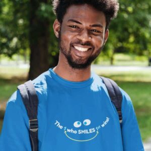 The 1 who SMILES 1st Wins! T-shirt on Sapphire