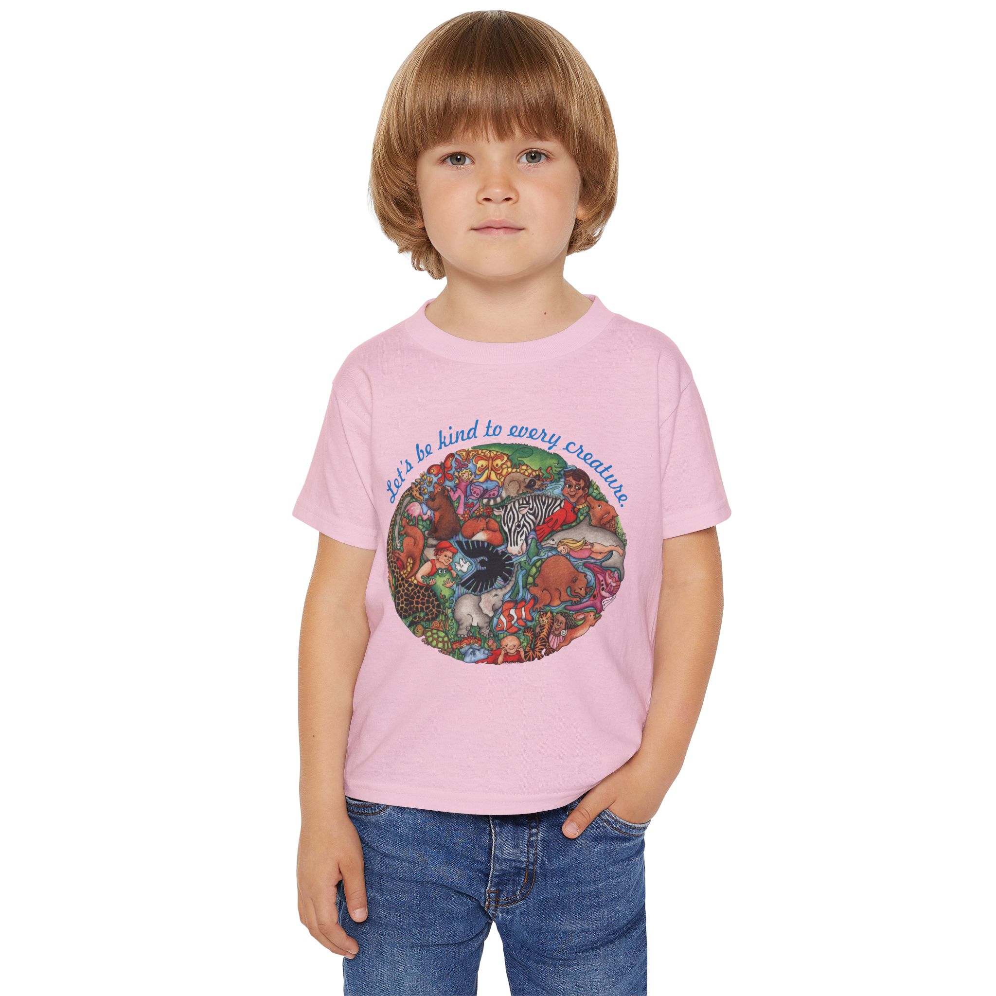 Let’s Be Kind to Every Creature Toddler T-shirt - Light Pink