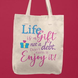 Life is a Gift Cotton Canvas Tote Bag - Natural