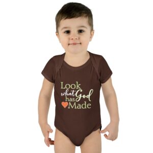LOOK what God has Made Infant Baby Rib Bodysuit - Brown
