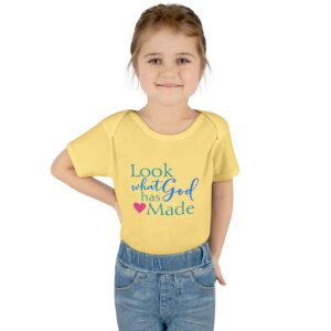 LOOK what God has Made Toddler Baby Rib Bodysuit - Banana