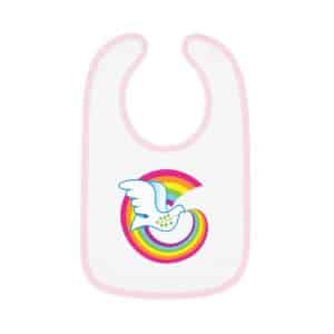 Rainbow Peace Dove classic design with pink trim