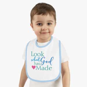 Look What God has Made baby big with light blue trim