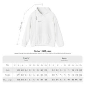 We are all flowers of one Garden - Hooded Sweatshirt - Size Chart