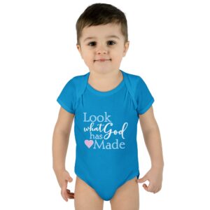 LOOK what God has Made Infant Baby Rib Bodysuit - Turquoise
