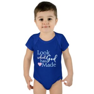 LOOK what God has Made Infant Baby Rib Bodysuit - Royal