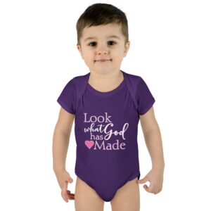 LOOK what God has Made Infant Baby Rib Bodysuit - Purple