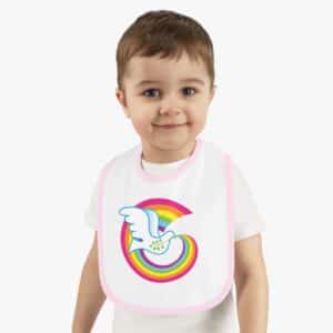 Rainbow Peace Dove classic design with pink trim