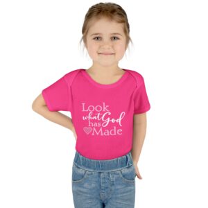 LOOK what God has Made Toddler Baby Rib Bodysuit - Hot Pink