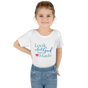 LOOK what God has Made Toddler Baby Rib Bodysuit - White