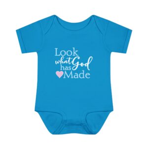 LOOK what God has Made Infant Baby Rib Bodysuit - Turquoise