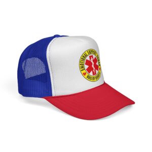 Emotional Support Human Cap - in White / Royal and Red