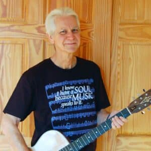 Me wearing an actual Music Speaks to My Soul T-shirt (not a mock-up)