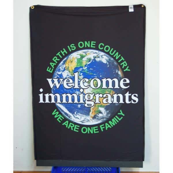 Welcome Immigrant Flag Side 2 with Foamcore inside