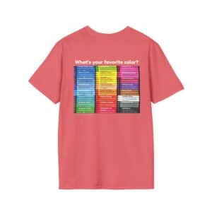 “Color Your Life with Character” Virtue Crayon T-Shirt – Coral Silk Back