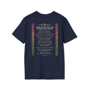 Nine Ways to Work for Peace T-Shirt - Navy back