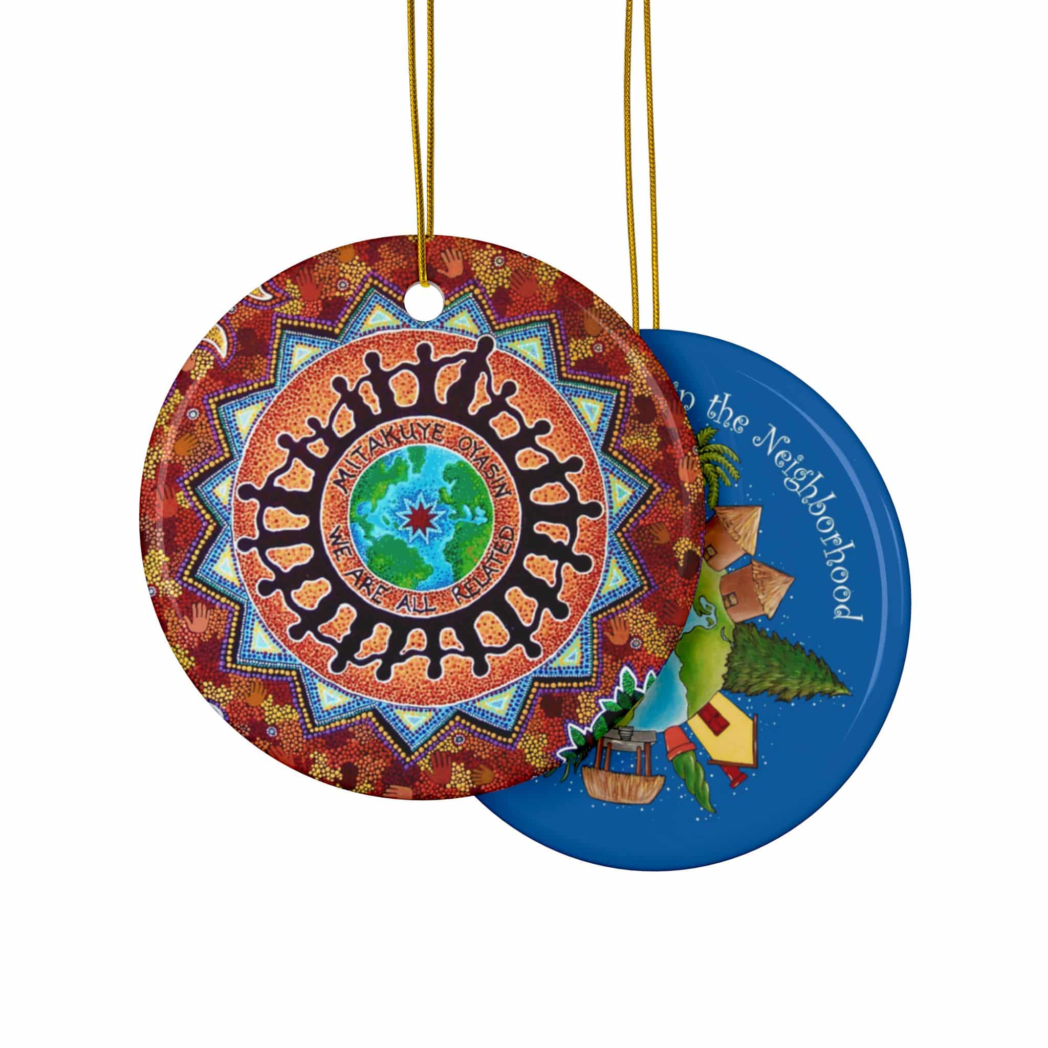 We Are All Related and It's a Beautiful Day Double-Sided Ceramic Ornament - Image 15