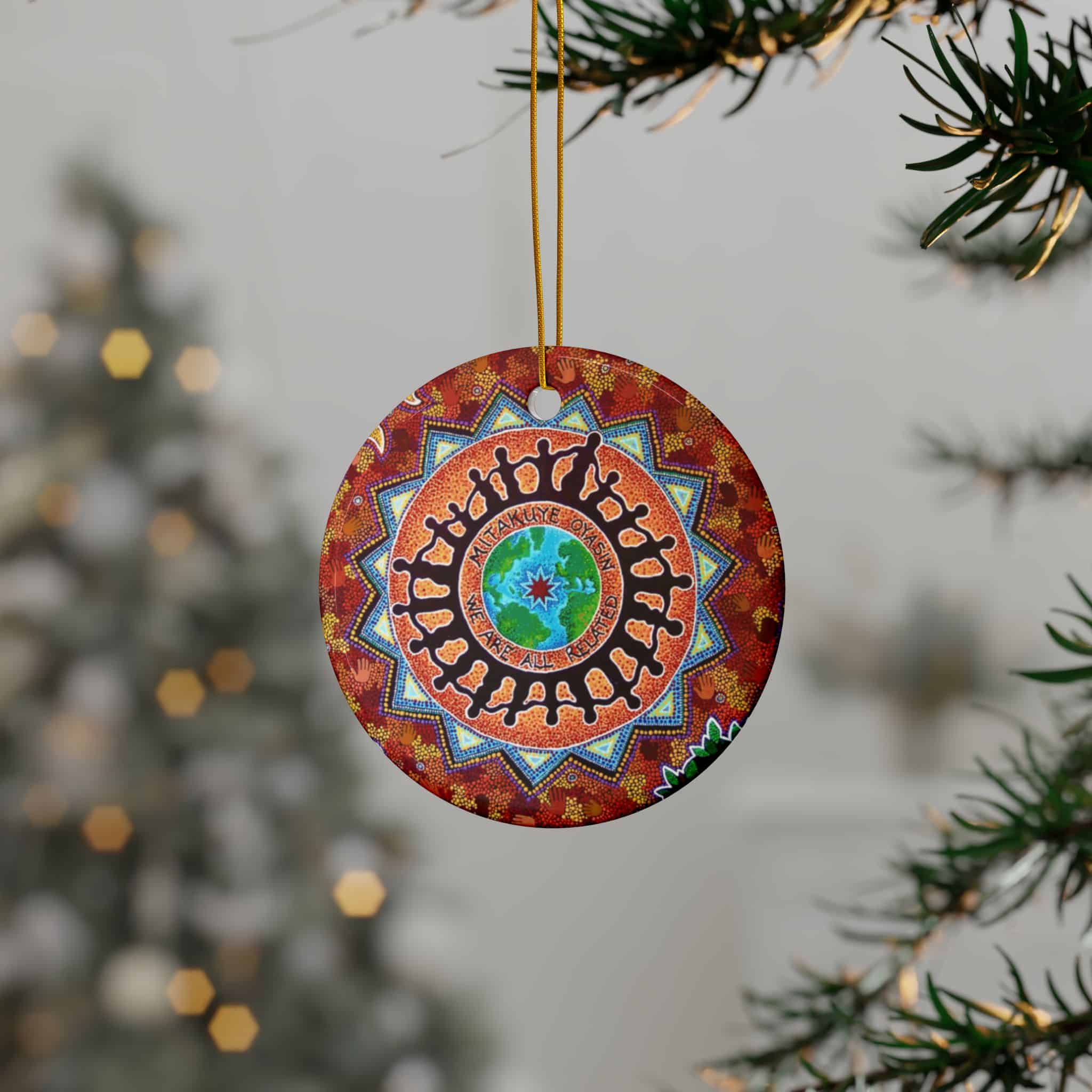 We Are All Related and It's a Beautiful Day Double-Sided Ceramic Ornament - Image 16