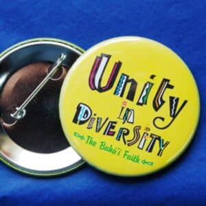 Baha'i Unity in Diversity Button has safety pin back