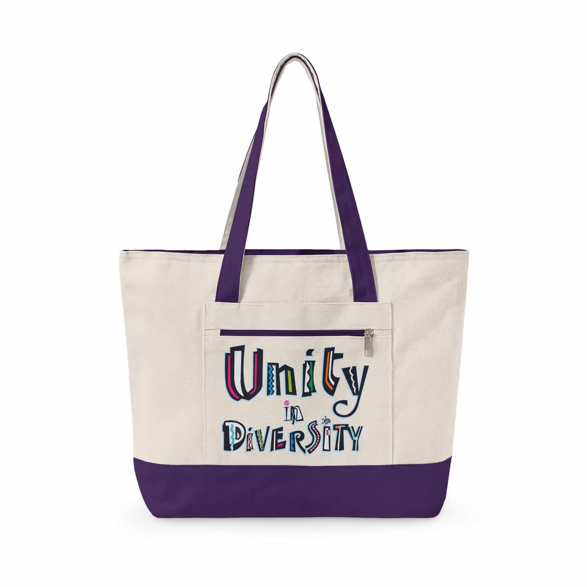 Large Zippered Canvas Tote w/ side pocket - SIX Designs to choose from - Image 2