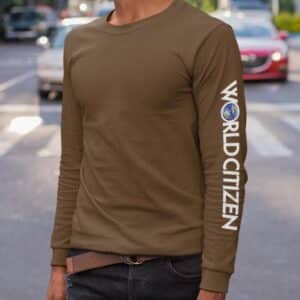 World Citizen Sleeve-Print Garment-dyed Long Sleeve T-Shirt
