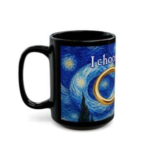 "I choose forever" - Wedding & Anniversary Gift Coffee Mug with Rings, infinity and Starry Night Theme
