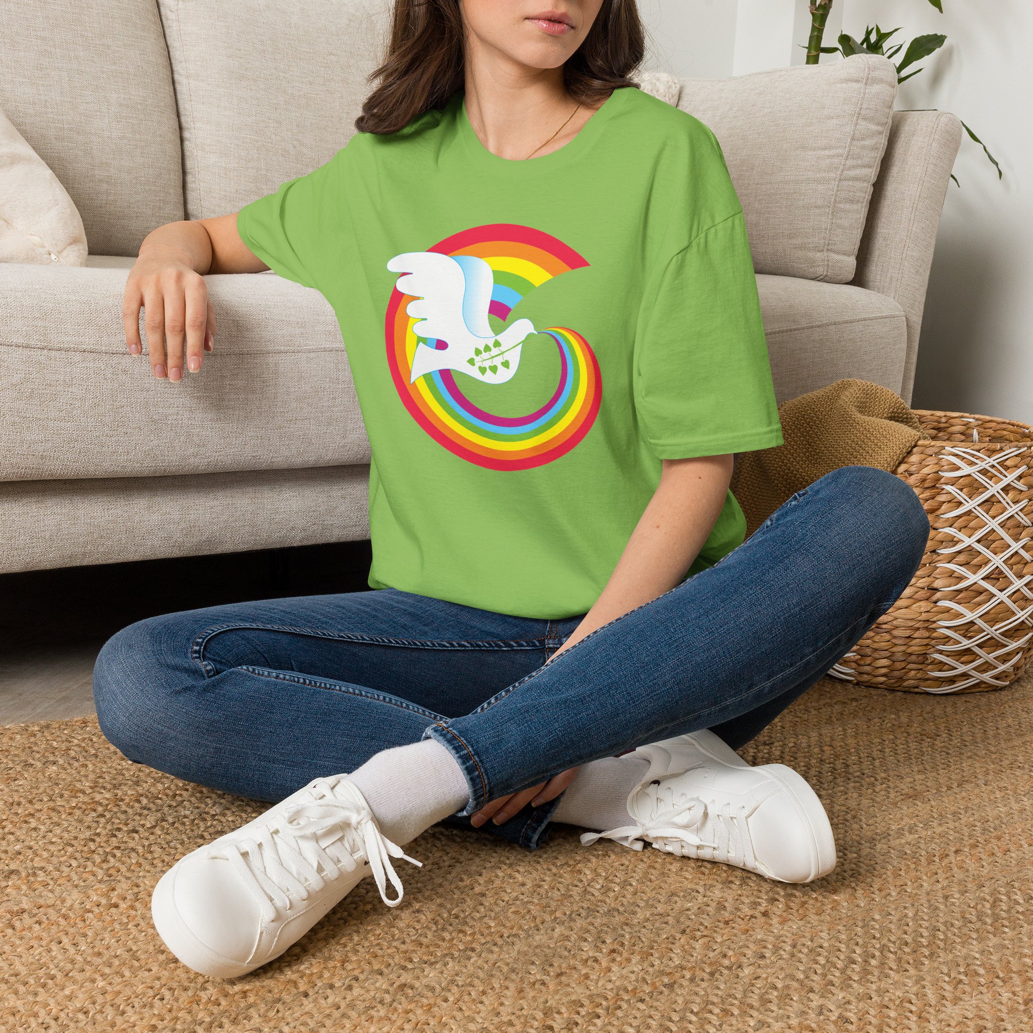 Rainbow Peace Dove T-shirt - Image 10