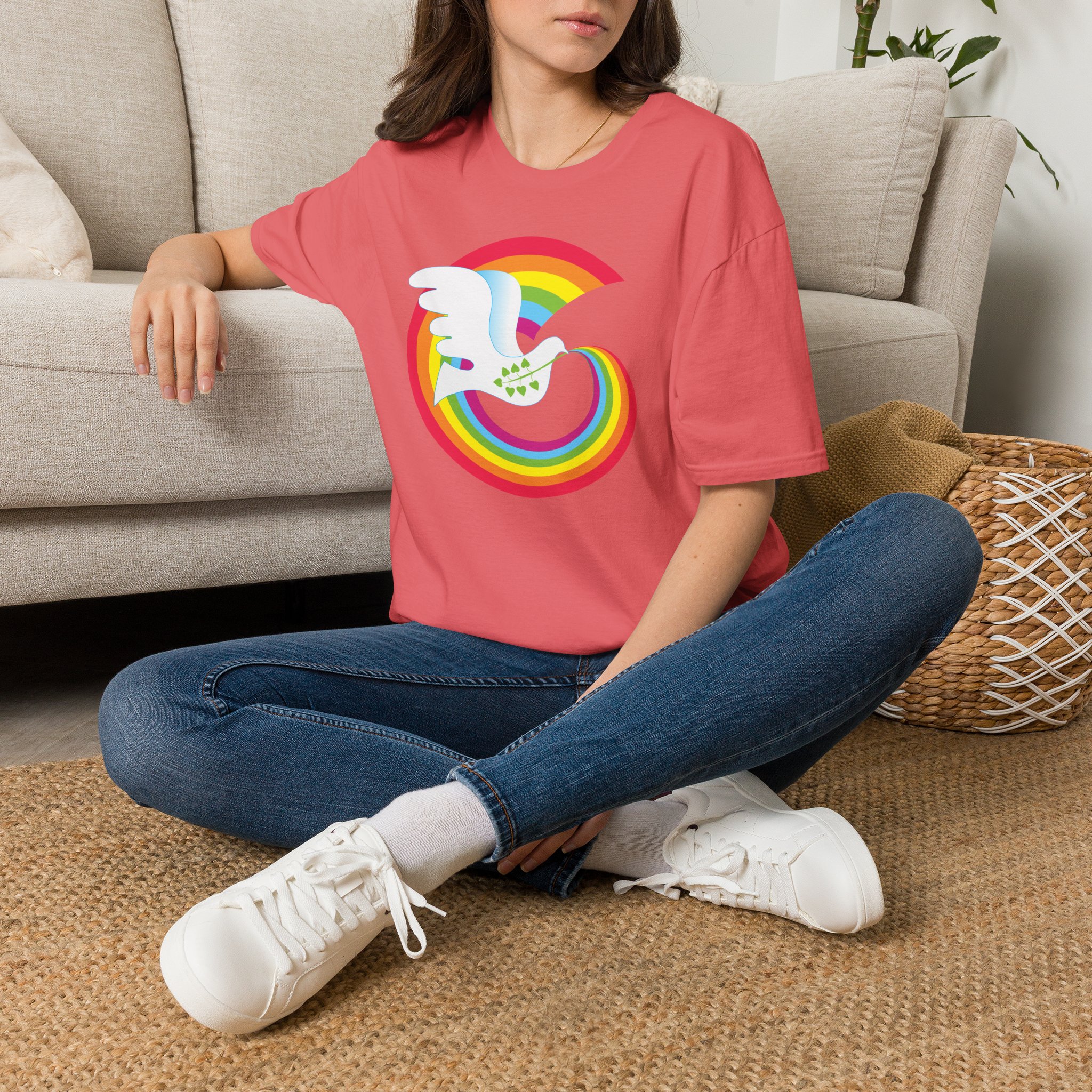 Rainbow Peace Dove T-shirt - Image 6