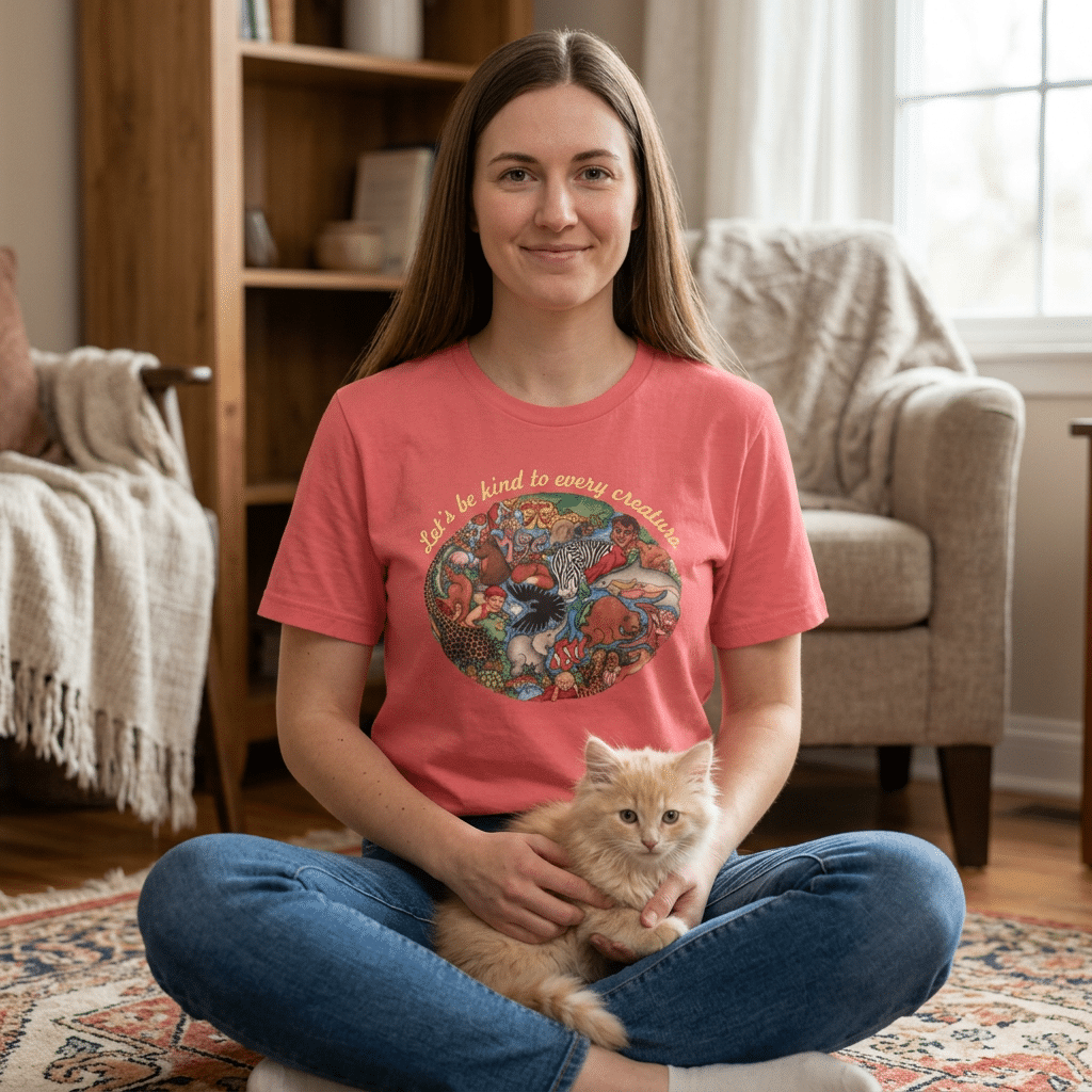 "Let's Be Kind to Every Creature" T-Shirt for Animal Lovers
