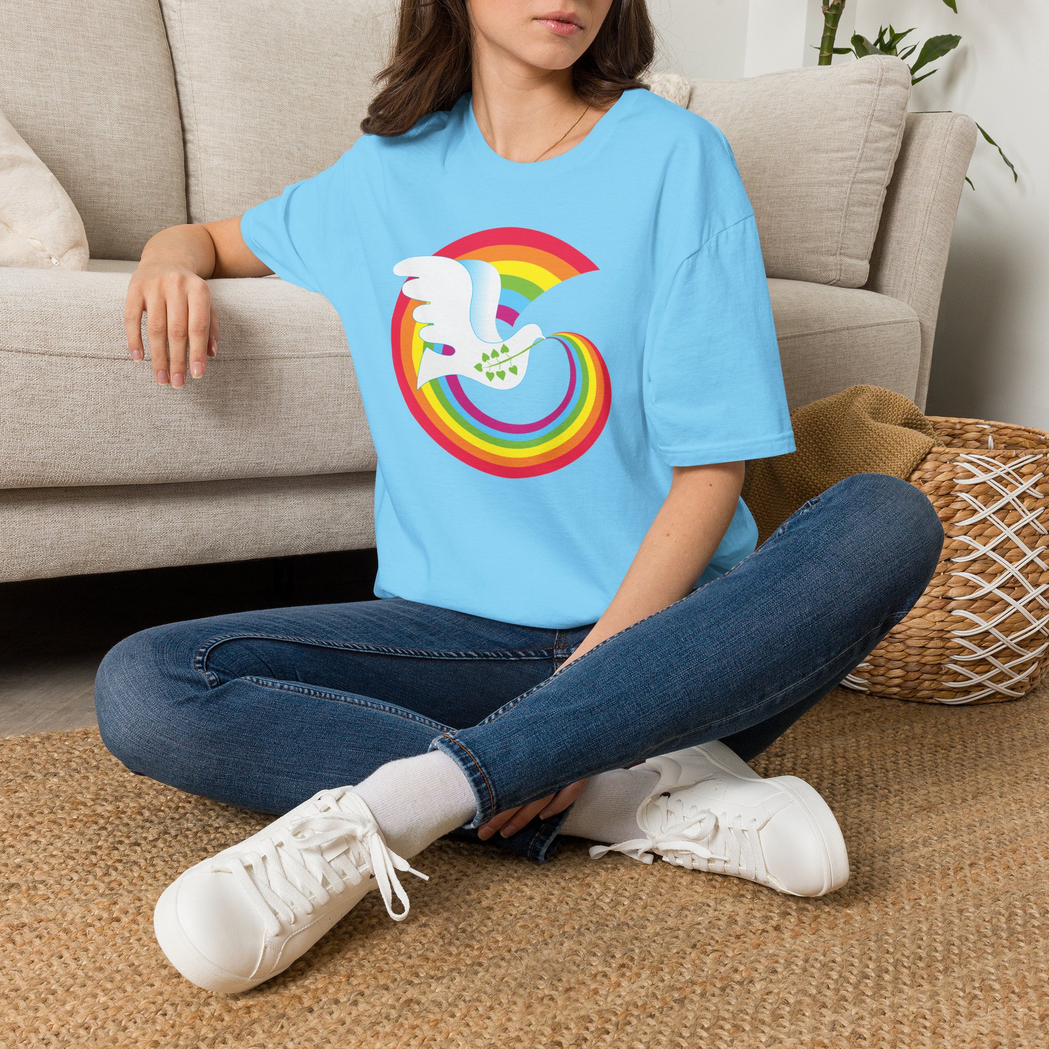Rainbow Peace Dove T-shirt - Image 14