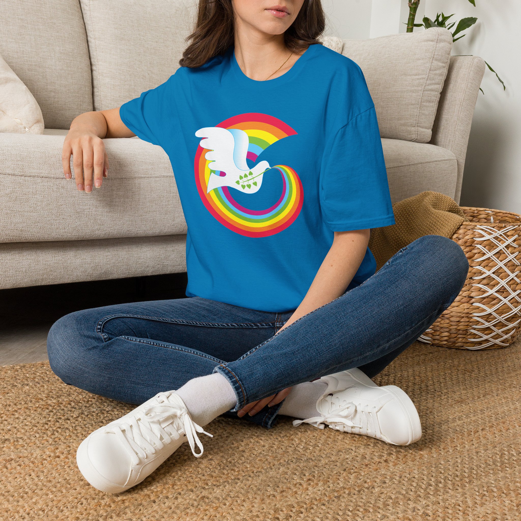 Rainbow Peace Dove T-shirt - Image 18