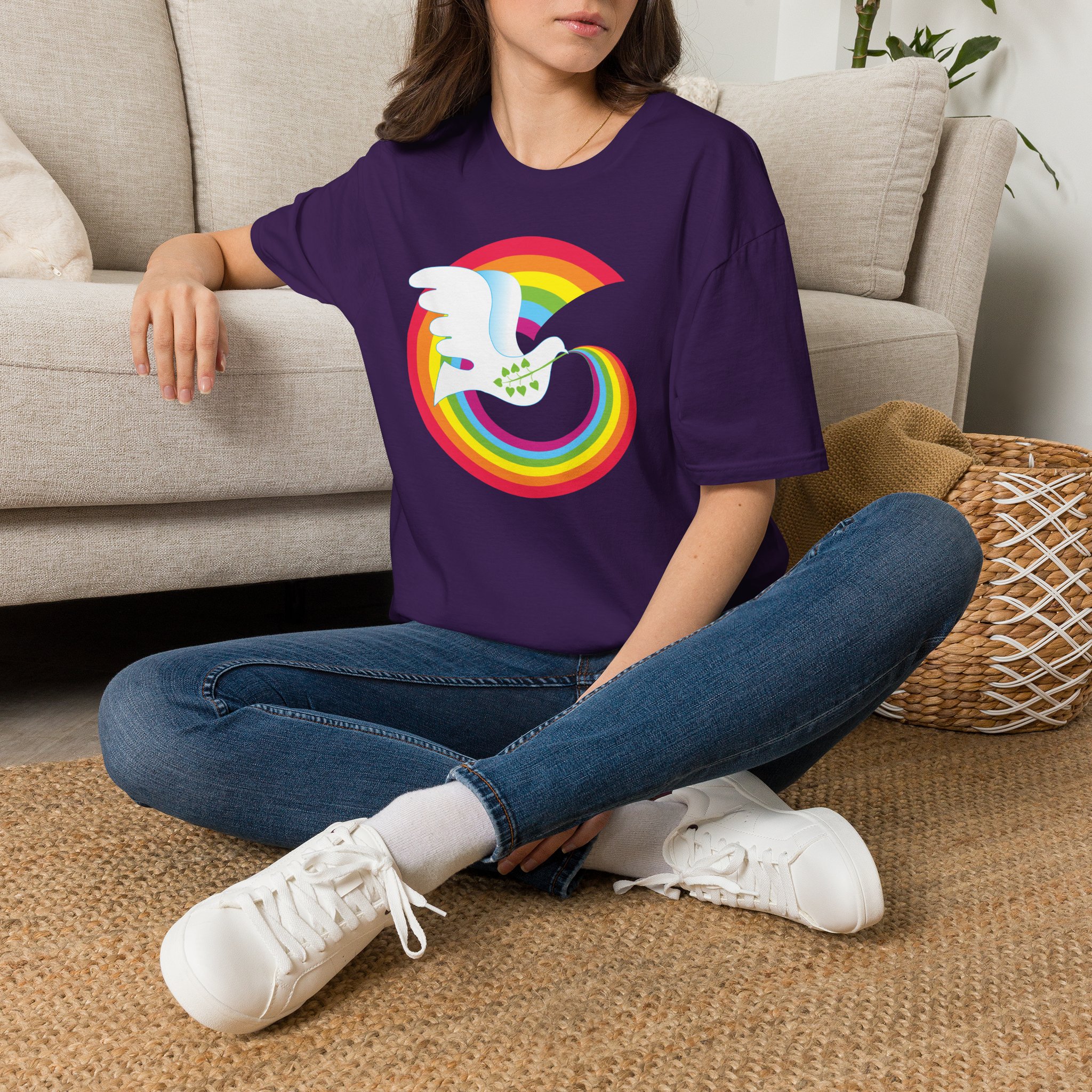 Rainbow Peace Dove T-shirt - Image 2
