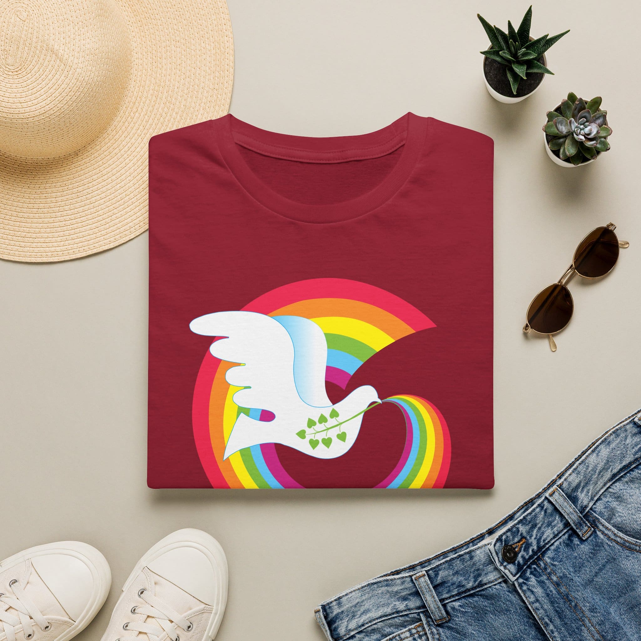 Rainbow Peace Dove T-shirt - Image 25