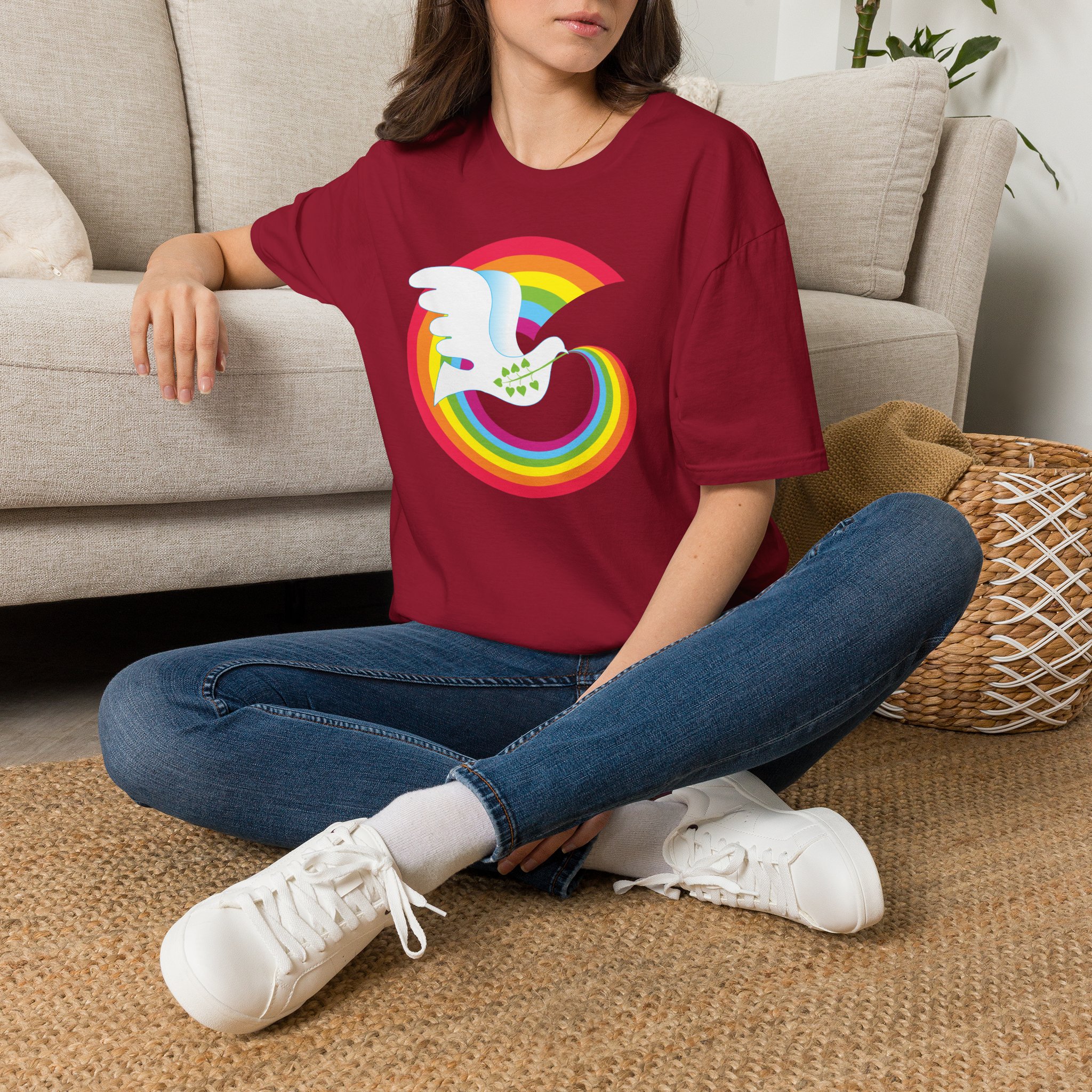 Rainbow Peace Dove T-shirt - Image 26