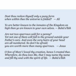 back of You are here. God knows your name. Fear not. Card