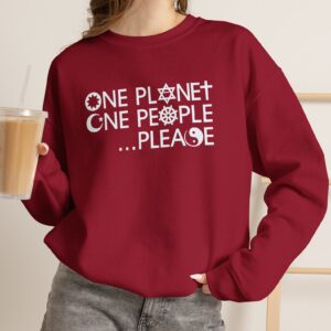 One Planet, One People... Please Interfaith Sweatshirt in Cardinal Red